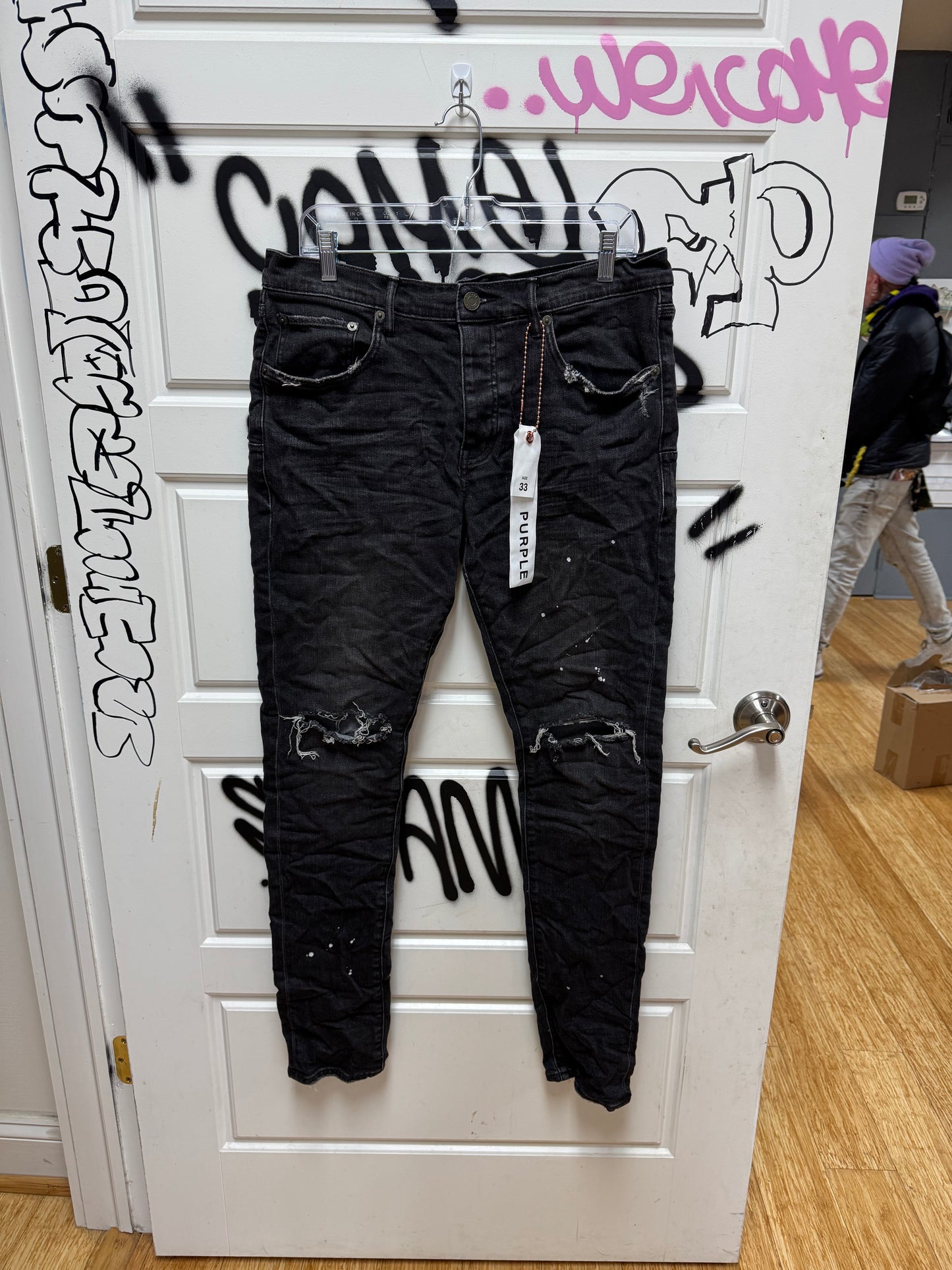 Purple Jeans Black Overspray