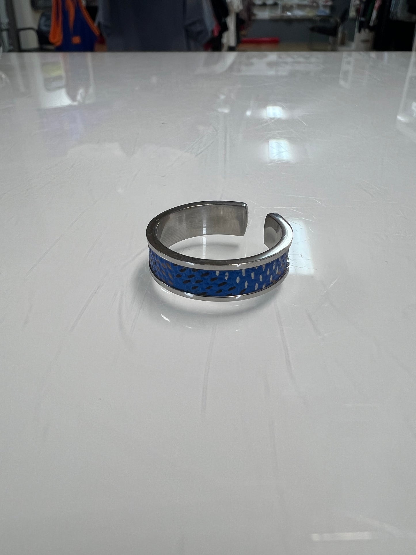 Goyard blue silver ring