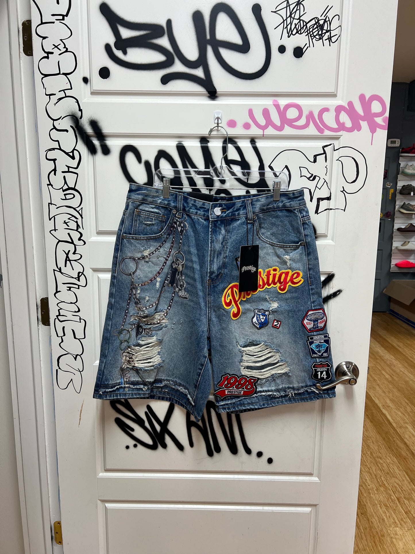 Prestige Co. Varsity Denim Shorts