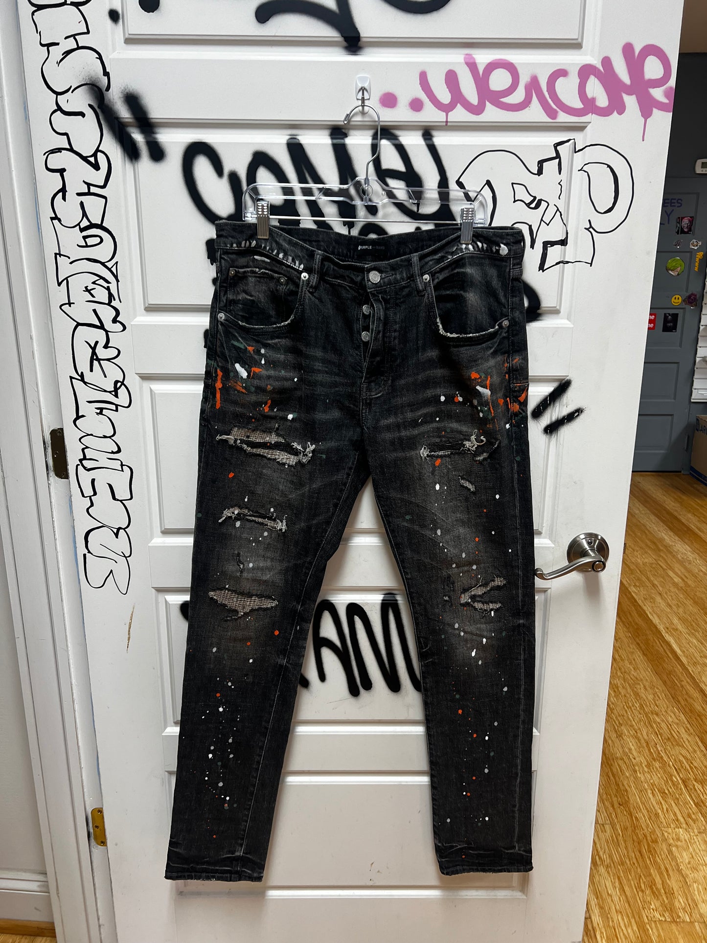 Purple Jeans Miami Paint Splatter