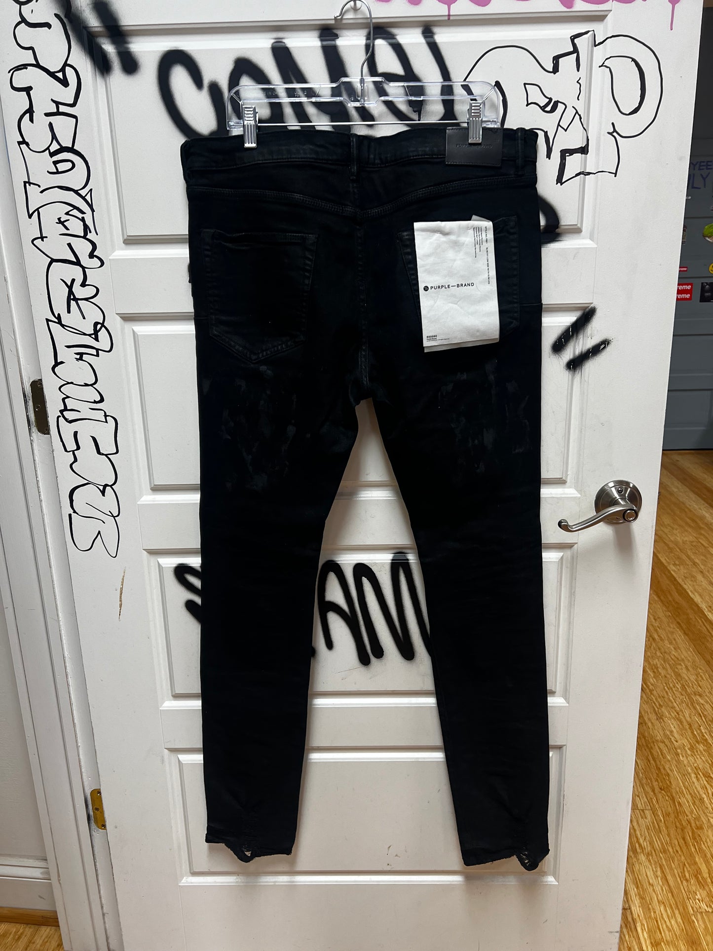 Purple Jeans Black Ripped Knees