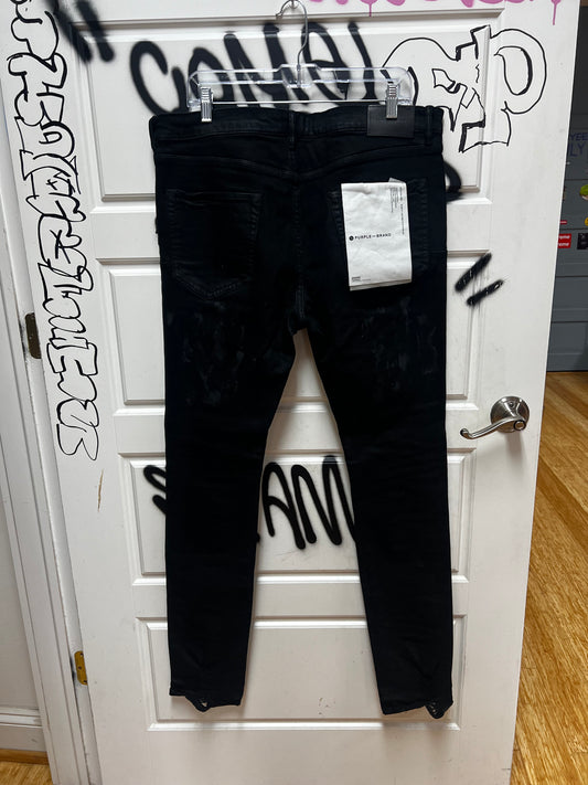 Purple Jeans Black Ripped Knees