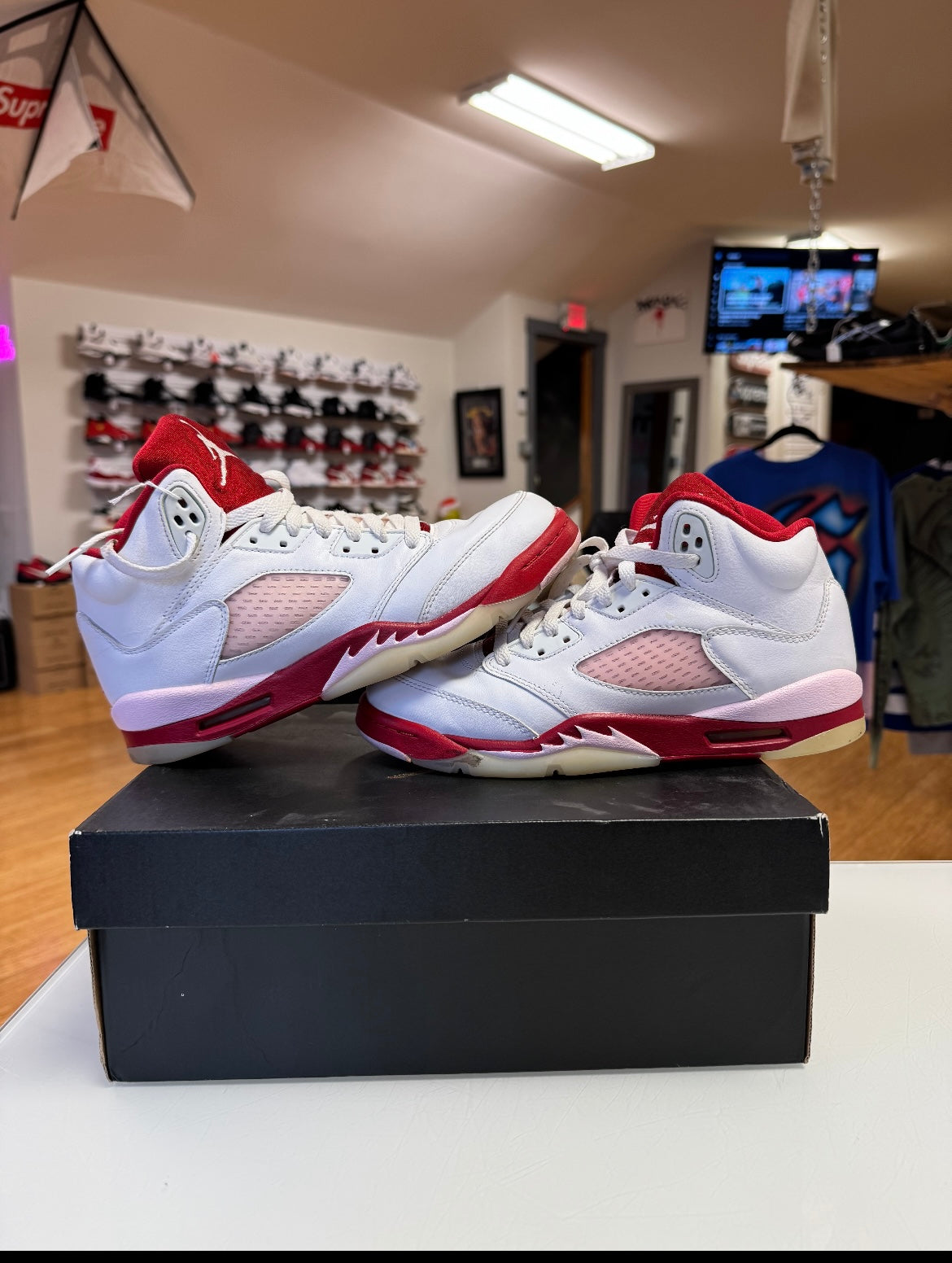 Jordan 5 white pink red