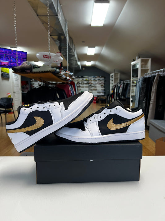 Jordan 1 Low White Black Metallic Gold