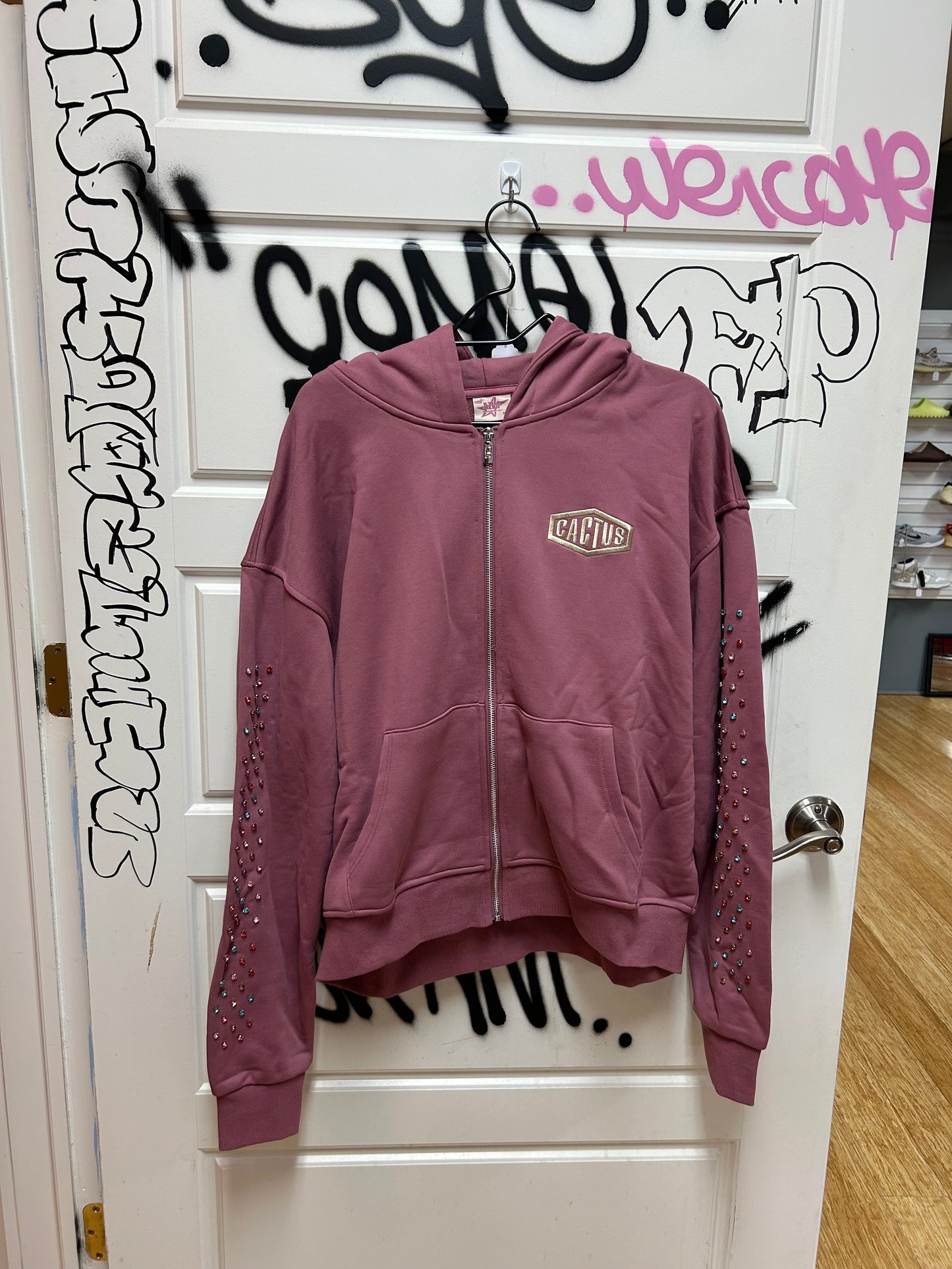 Cactus Valley Rhinestone Zip Up Hoodie